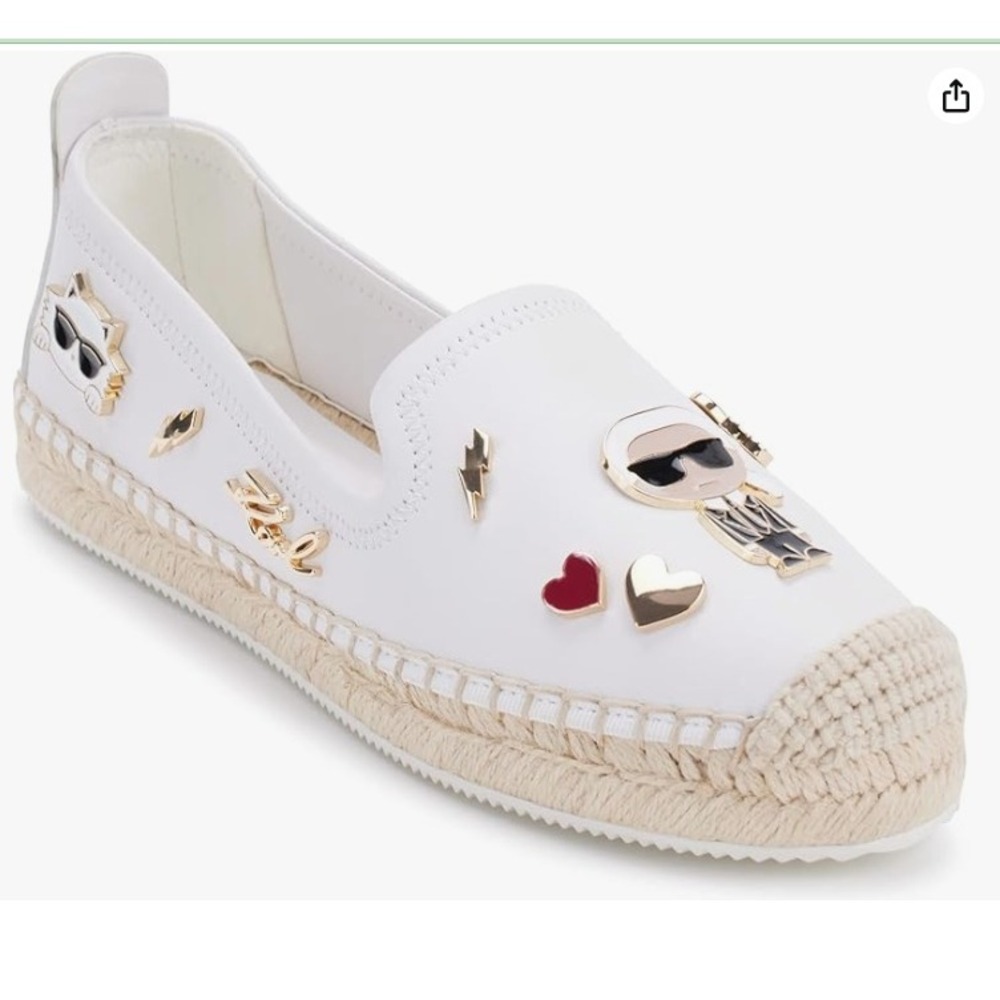 Karl Lagerfeld Womens MICHAELA Metal Embellished Espadrilles Shoes Sz 10 NIB‎
